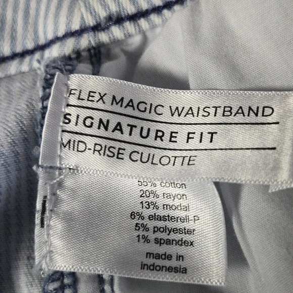 Lane Bryant Size 14 Wide Leg Crop Pinstripe Jean Culotte Capri High Rise 18" L - Picture 15 of 15